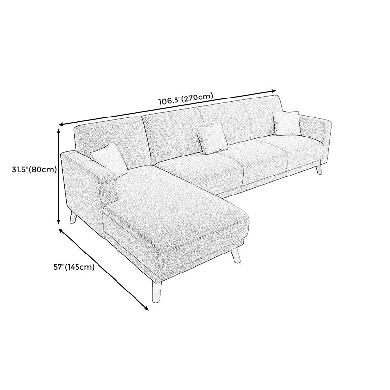 L-Shape Linen Blend Square Arm Sectional Wear-Resistant Slipcovered Sofa and Chaise