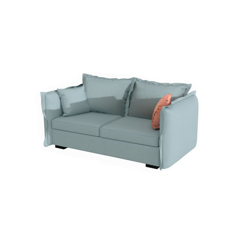 Scandinavian Blue Removable Cushions Sofa Straight Arm Sectionals with Slipcover