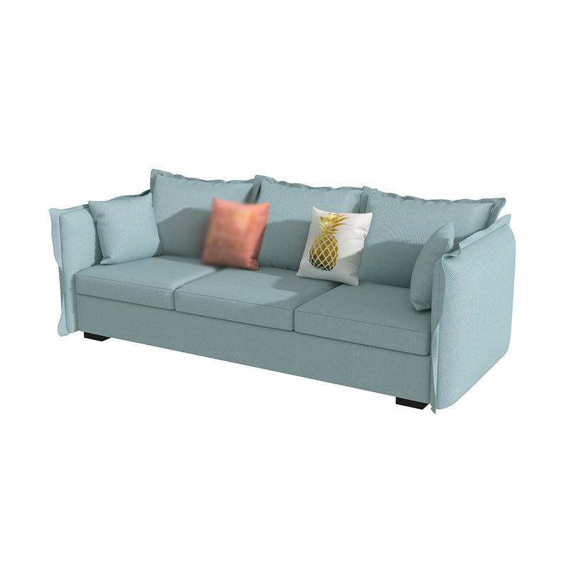 Scandinavian Blue Removable Cushions Sofa Straight Arm Sectionals with Slipcover