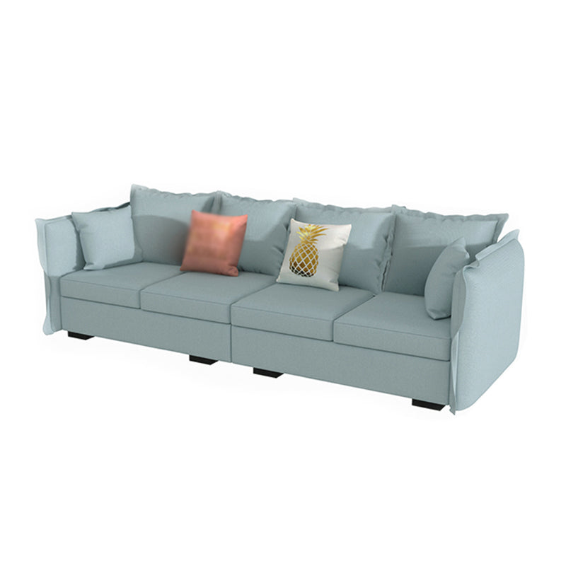 Scandinavian Blue Removable Cushions Sofa Straight Arm Sectionals with Slipcover