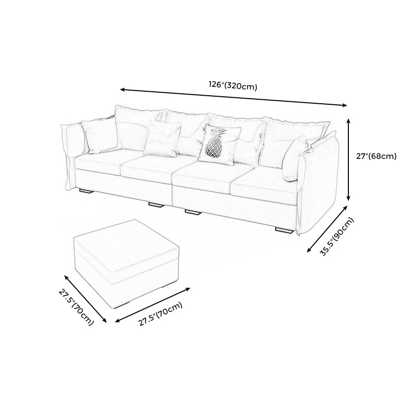 Scandinavian Blue Removable Cushions Sofa Straight Arm Sectionals with Slipcover