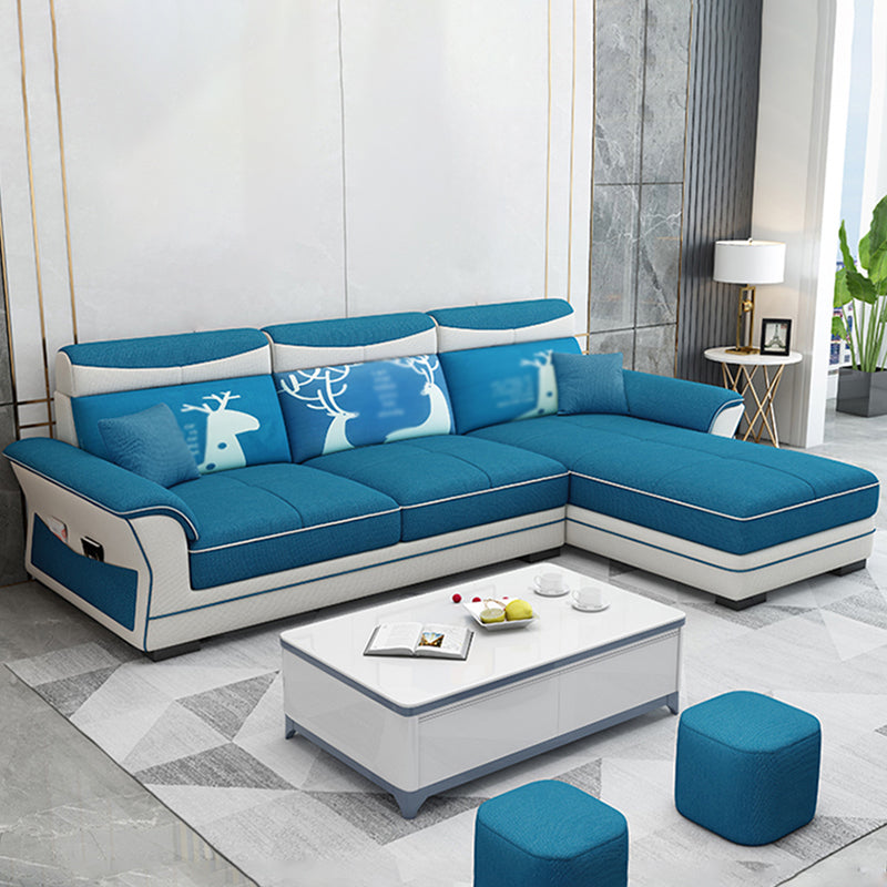 82.68"L √ó 57.09"W √ó33.46"H Pillow Top Arm Sectional Slipcovered Sofa with Storage