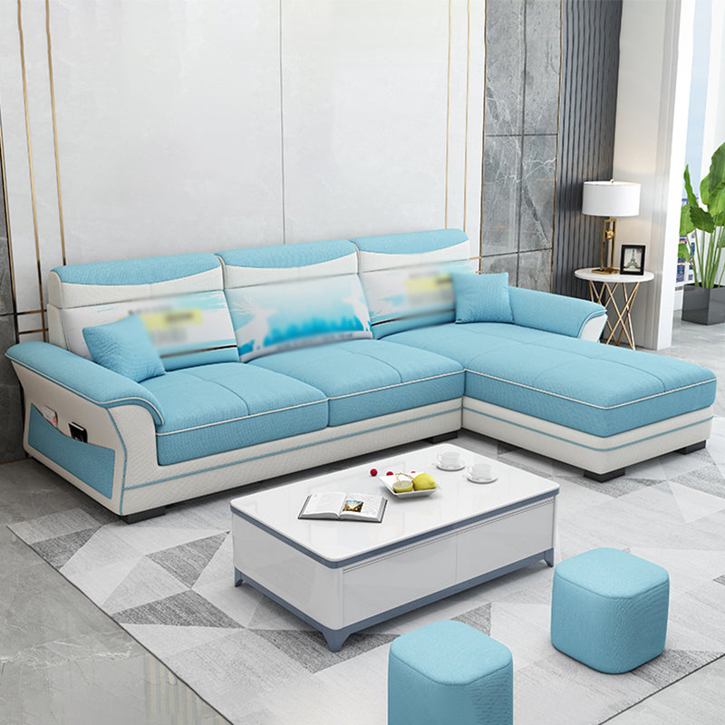 82.68"L √ó 57.09"W √ó33.46"H Pillow Top Arm Sectional Slipcovered Sofa with Storage