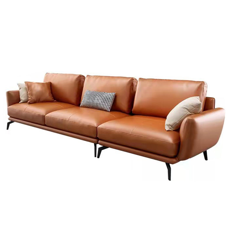 Mid-Century Modern Square Arm Sectional Sofa 34.65"H Cushion Back Sofa, Orange