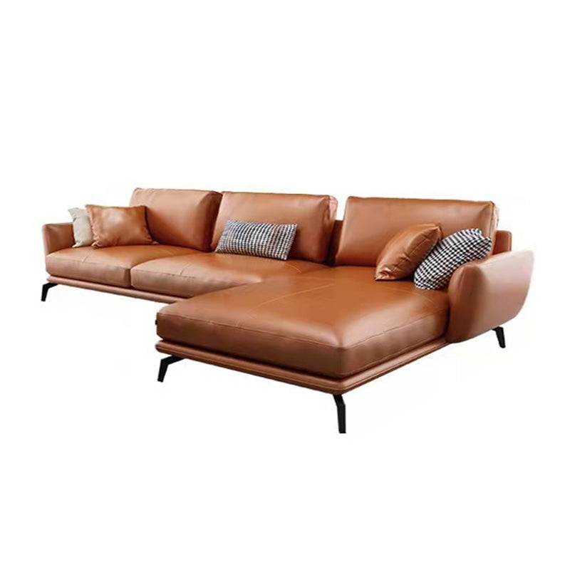 Mid-Century Modern Square Arm Sectional Sofa 34.65"H Cushion Back Sofa, Orange