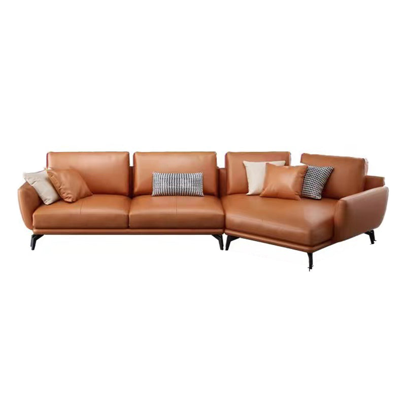 Mid-Century Modern Square Arm Sectional Sofa 34.65"H Cushion Back Sofa, Orange