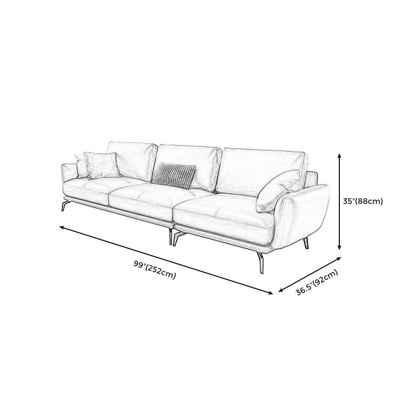 Mid-Century Modern Square Arm Sectional Sofa 34.65"H Cushion Back Sofa, Orange