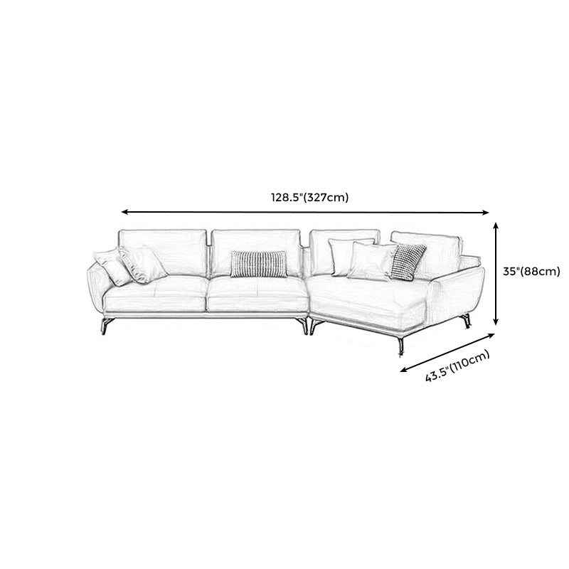 Mid-Century Modern Square Arm Sectional Sofa 34.65"H Cushion Back Sofa, Orange