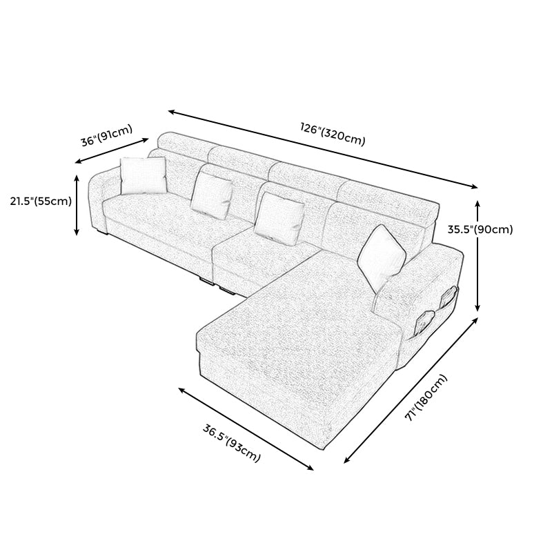 126"L √ó 71"W √ó35.5"H Linen Blend Square Arm Sofa Slipcovered Sectionals with Storage