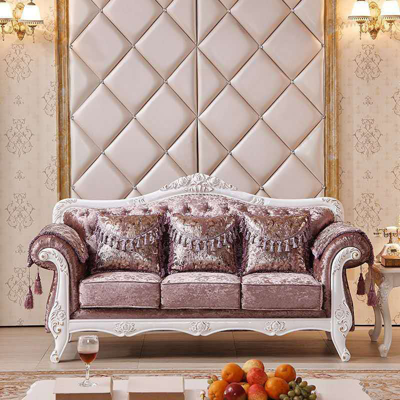 Traditional 3-seater Rolled Arm Sofa Velvet Tufted Back Couch for Living Room