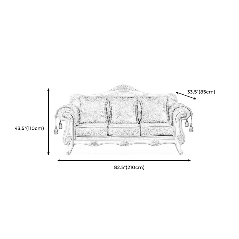 Traditional 3-seater Rolled Arm Sofa Velvet Tufted Back Couch for Living Room