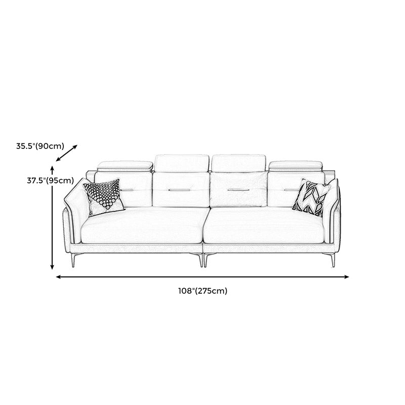 Stain-Resistant Faux Leather Sofa Living Room Green and Beige Couch with Flared Arms