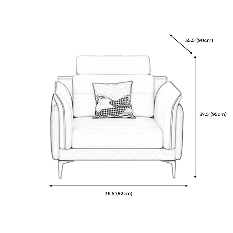 Stain-Resistant Faux Leather Sofa Living Room Green and Beige Couch with Flared Arms