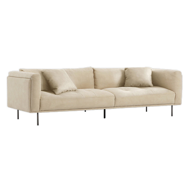 Contemporary Loose Back Standard Sofa Faux Leather Square Arm Settee