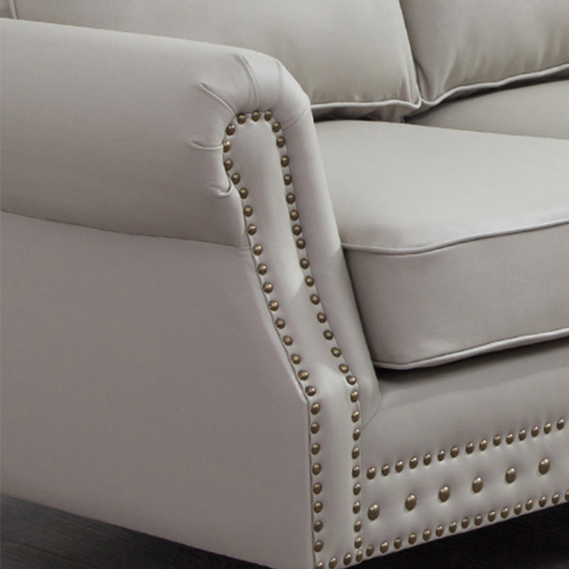 Traditional Rolled Arm Sofa with Nailhead Trim Cushion Back Couch for Three People