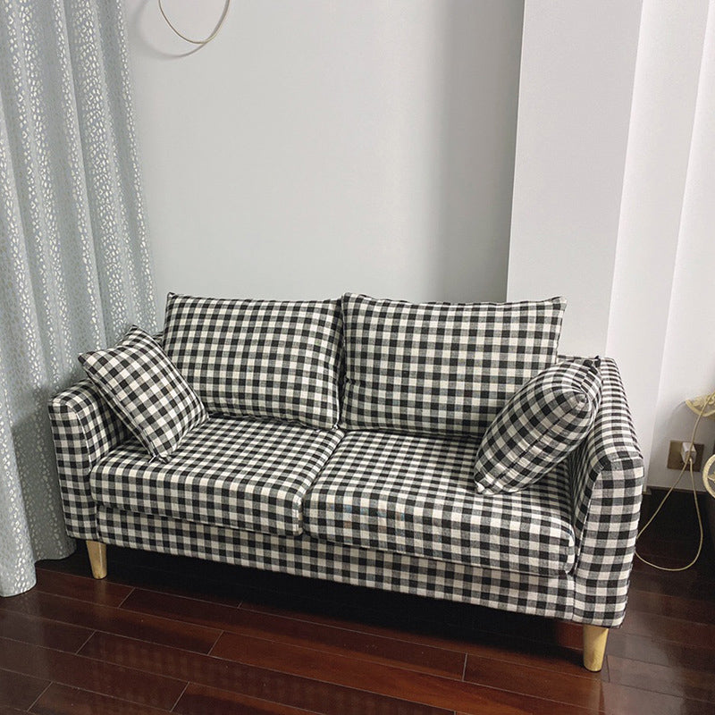 Scandinavian Cotton Blend Settee Square Arm Loveseat with Removable Cushions