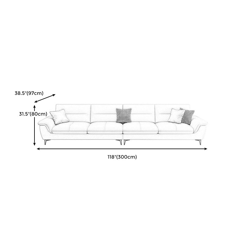 Contemporary Cotton/Faux Leather Sofa Square Arm Couch with Cushion Back