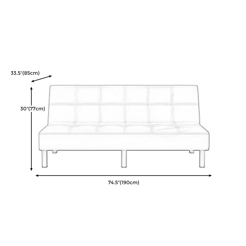 Contemporary Tufted Back Standard Couch Linen/Faux Leather Armless Sofa Bed