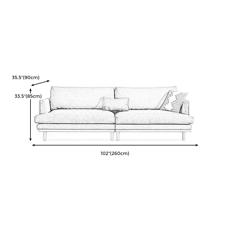 Nordic Fabric Square Arm Standard Sofa Loose Back Settee with Wooden Legs