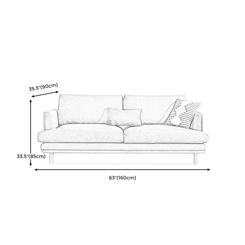 Nordic Fabric Square Arm Standard Sofa Loose Back Settee with Wooden Legs