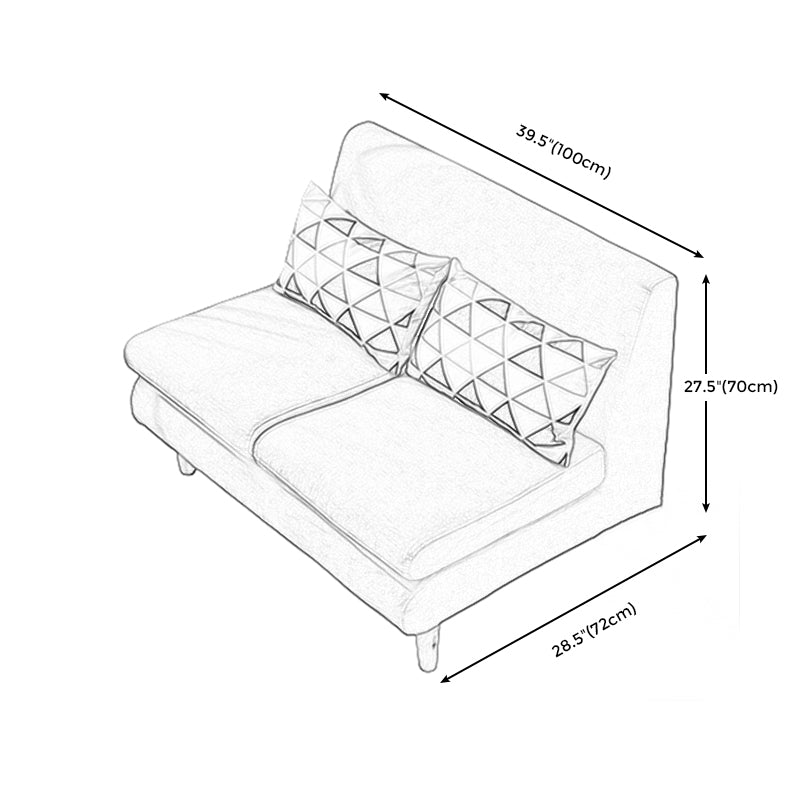 Modern Fabric Armless Settee Tight Back Standard Sofa for Living Room