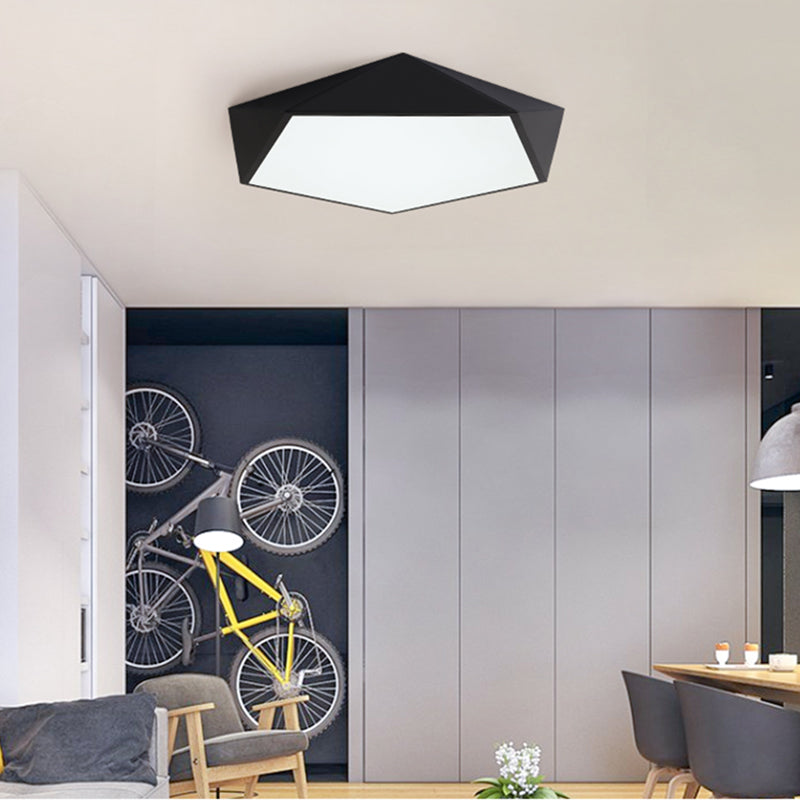 Pentagon Shape LED Ceiling Lamp Modern Macaroon Iron 1 Light Flush Mount for Bedroom