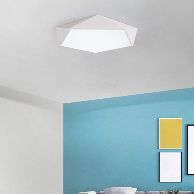 Pentagon Shape LED Ceiling Lamp Modern Macaroon Iron 1 Light Flush Mount for Bedroom