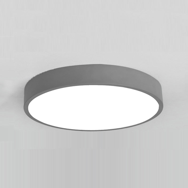 Round Shape LED Ceiling Lamp Modern Macaroon Iron 1 Light Flush Mount for Study Bedroom