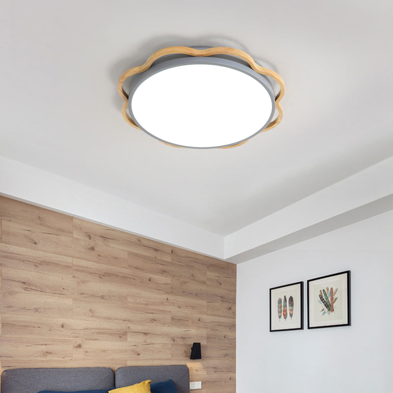 Round Shape LED Ceiling Lamp Modern Macaroon Iron 1 Light Flush Mount for Aisle Corridor