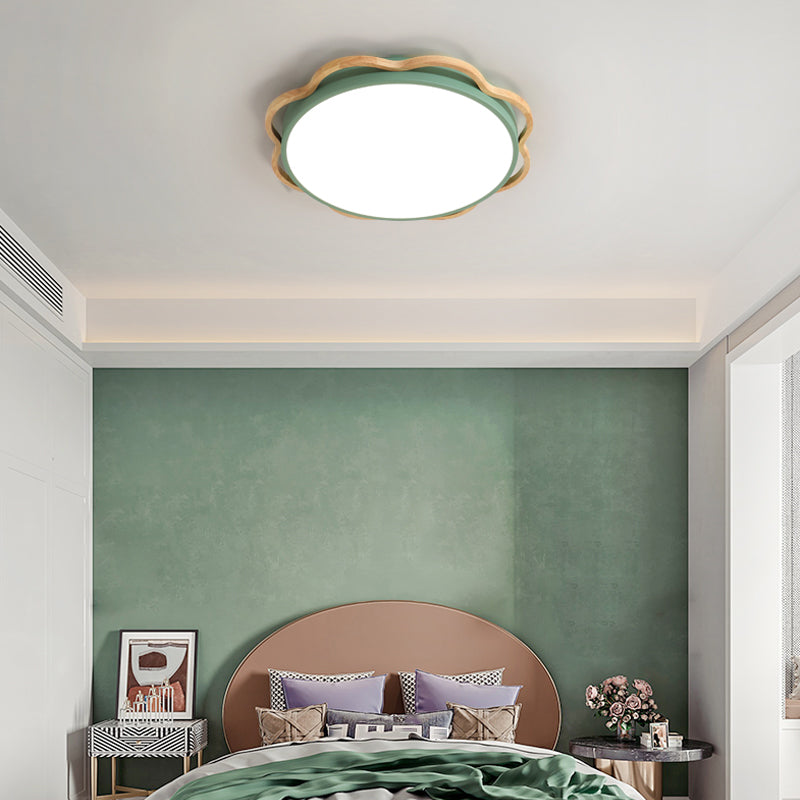 Round Shape LED Ceiling Lamp Modern Macaroon Iron 1 Light Flush Mount for Aisle Corridor