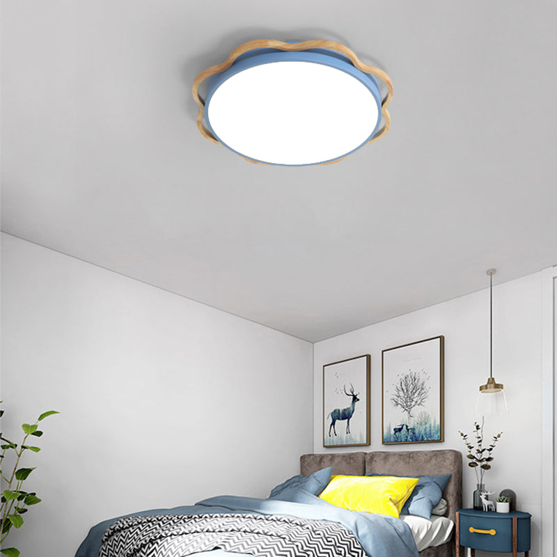 Round Shape LED Ceiling Lamp Modern Macaroon Iron 1 Light Flush Mount for Aisle Corridor