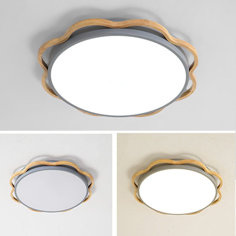 Round Shape LED Ceiling Lamp Modern Macaroon Iron 1 Light Flush Mount for Aisle Corridor