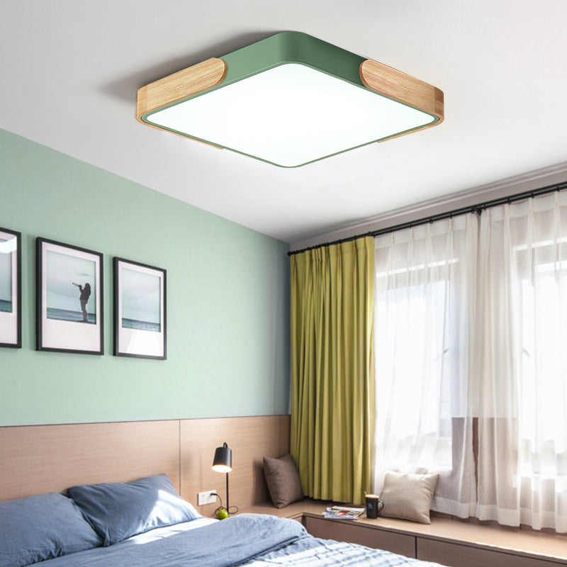 Geometry Shape LED Ceiling Lamp Modern Macaroon Iron 1 Light Flush Mount for Study