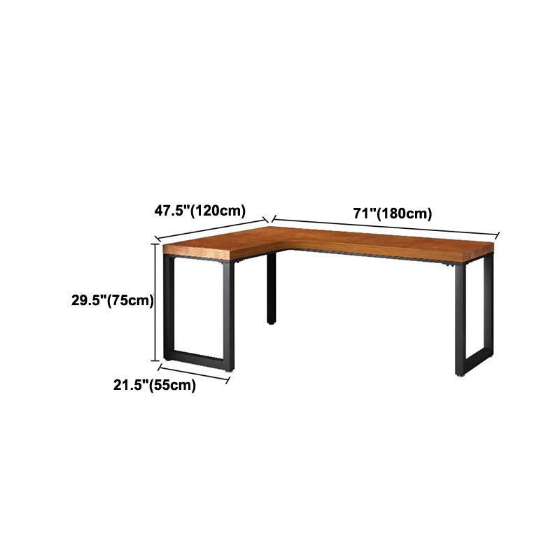 Solid Wood L-Shaped Writing Table Fixed Home Office Modern Study Desk without Shelf