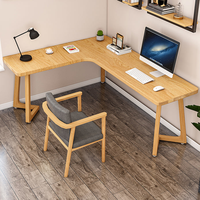 Modern Style Home Office Desk Solid Wood L-Shaped Writing Desk