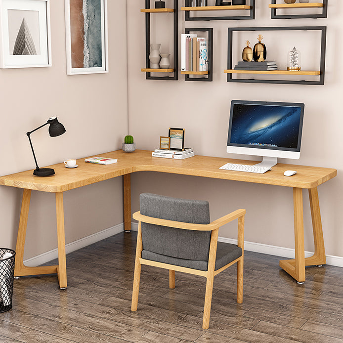 Modern Style Home Office Desk Solid Wood L-Shaped Writing Desk