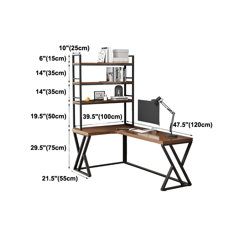 Solid Wood L-Shaped Work Table Fixed Home Office Modern Writing Desk