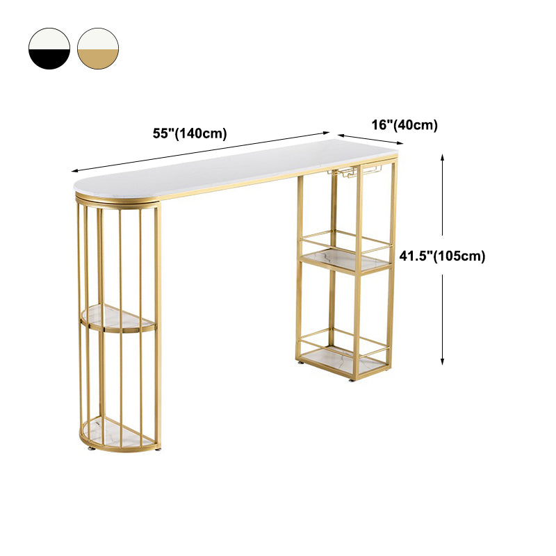 Stone Bar Dining Table Glam Bar Table with Double Pedestal for Dining Room Porch