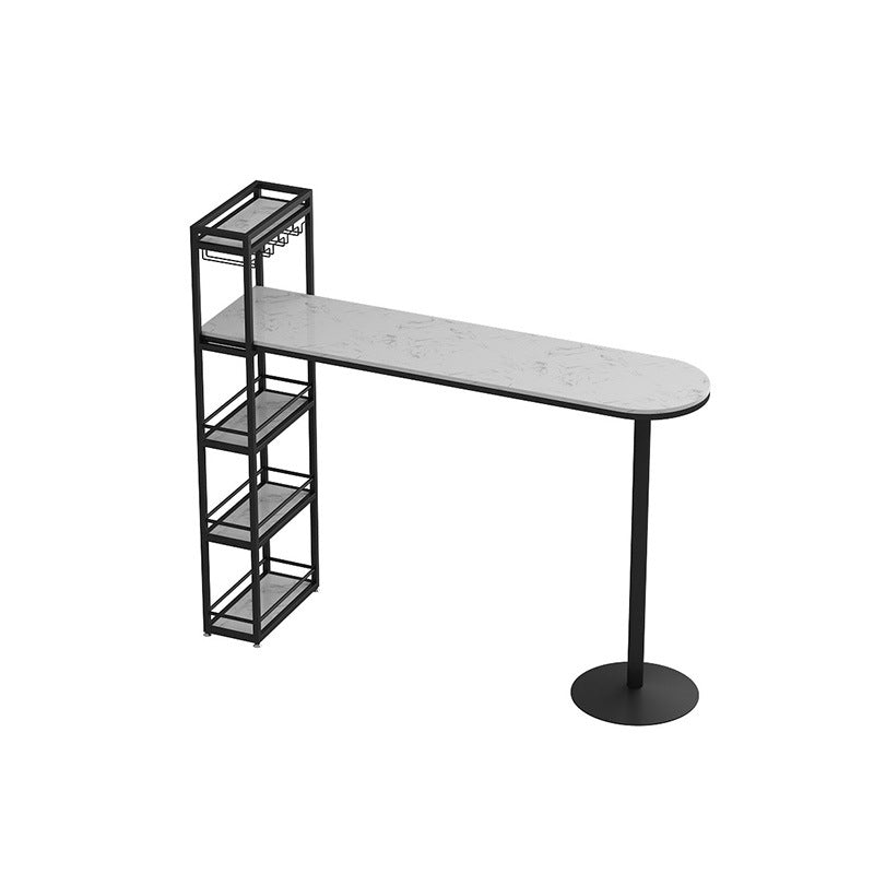 White Rectangle Bar Table Contemporary Bar Table with Sled Base