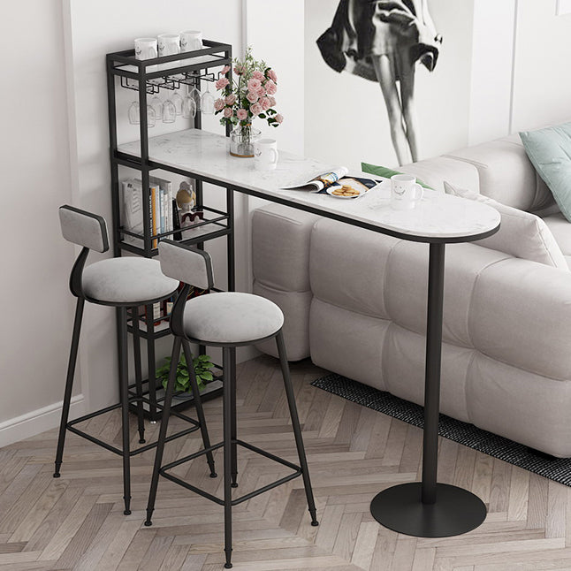 White Rectangle Bar Table Contemporary Bar Table with Sled Base