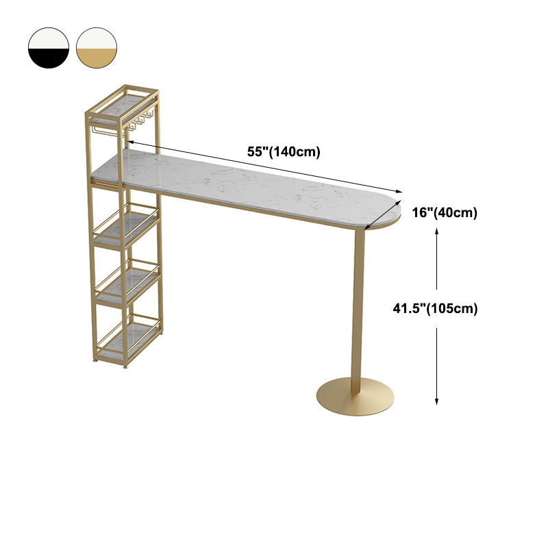 White Rectangle Bar Table Contemporary Bar Table with Sled Base