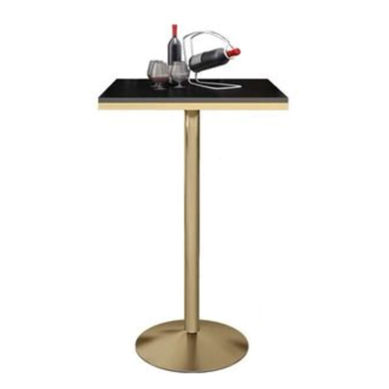 Glam Iron Bar Dining Table Faux Marble Gold Indoor Bistro Table with Single Pedestal