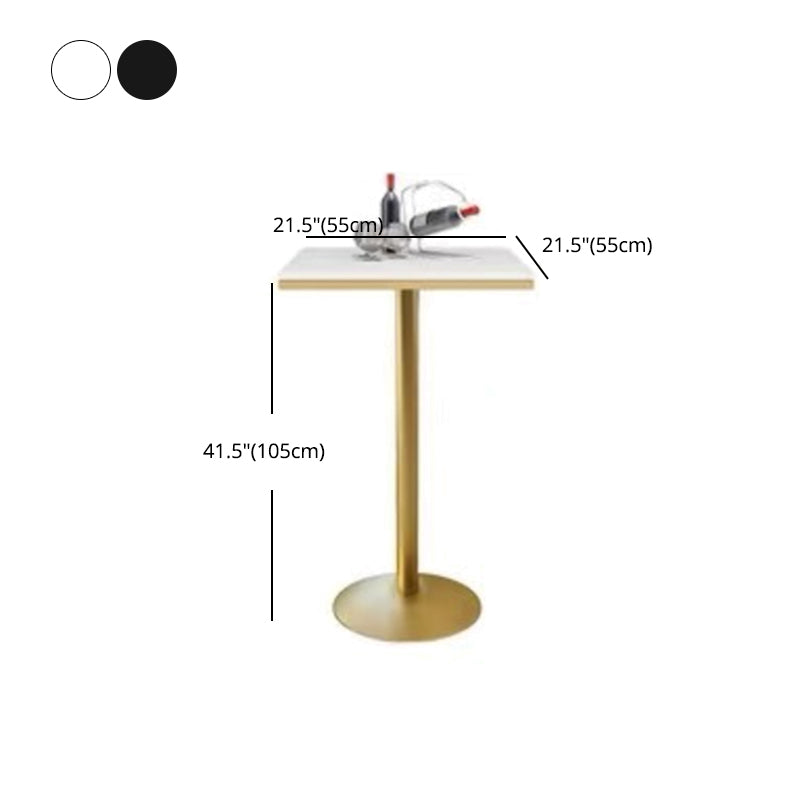 Glam Iron Bar Dining Table Faux Marble Gold Indoor Bistro Table with Single Pedestal