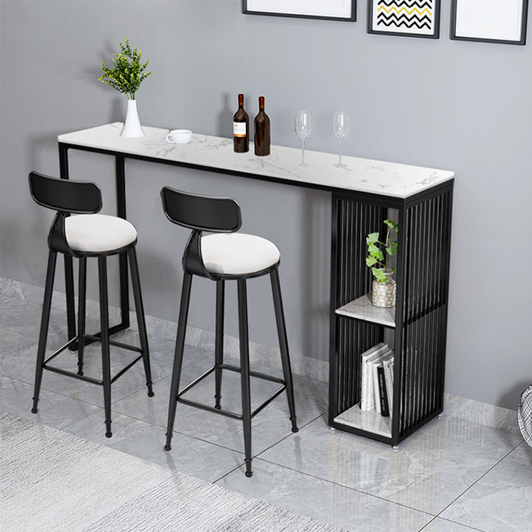 Contemporary Bar Dining Table Stone Rectangle Bar Table with Sled Base