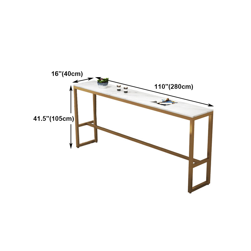 White Stone Bar Table Traditional Luxury Bar Table with Gold Trestle Base