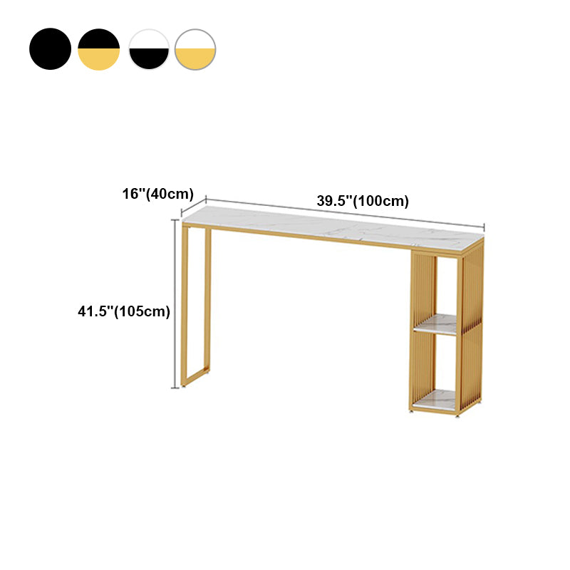 Stone Bar Dining Table Modern Rectangle Bar Table with Double Pedestal for Balcony