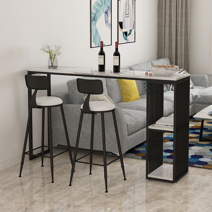 Stone Bar Dining Table Modern Bar Table with Double Pedestal for Living Room Dining Room