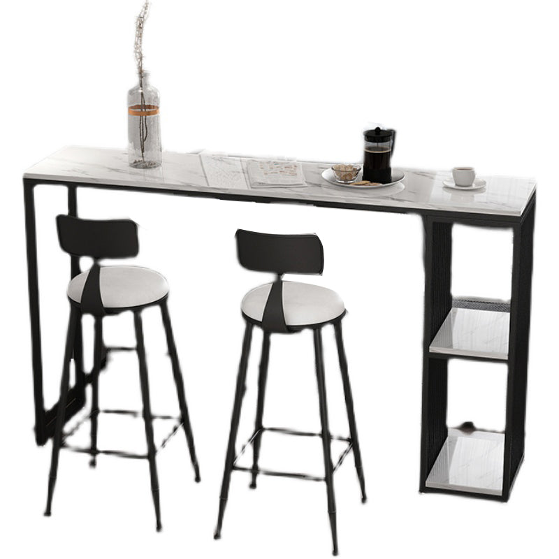 Stone Bar Dining Table Modern Bar Table with Double Pedestal for Living Room Dining Room