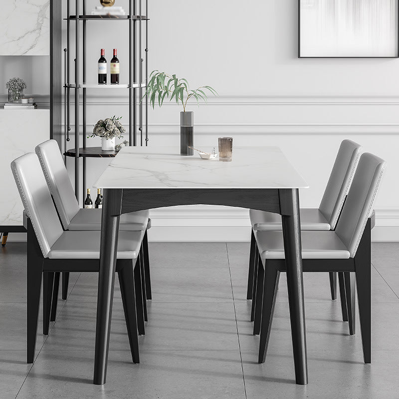 Modern White Dining Table with 4 Legs Rectangle Slate Dining Table