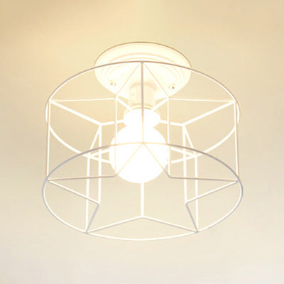 Wire Frame Ceiling Mount Light Living Room Contemporary Ceiling Fixture in White